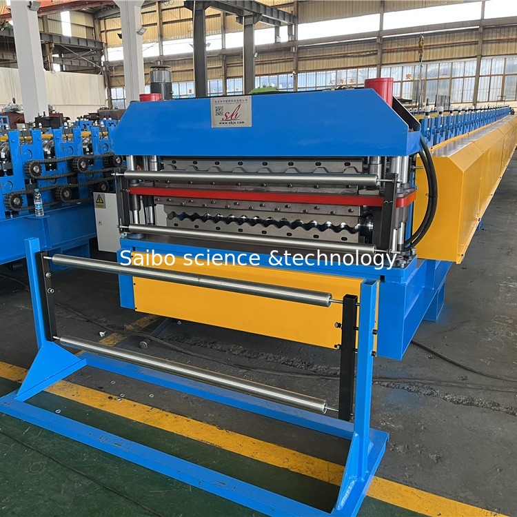 Double Layer Roofing Panel Roll Forming Machine Corrguated 22 Stations 76mm